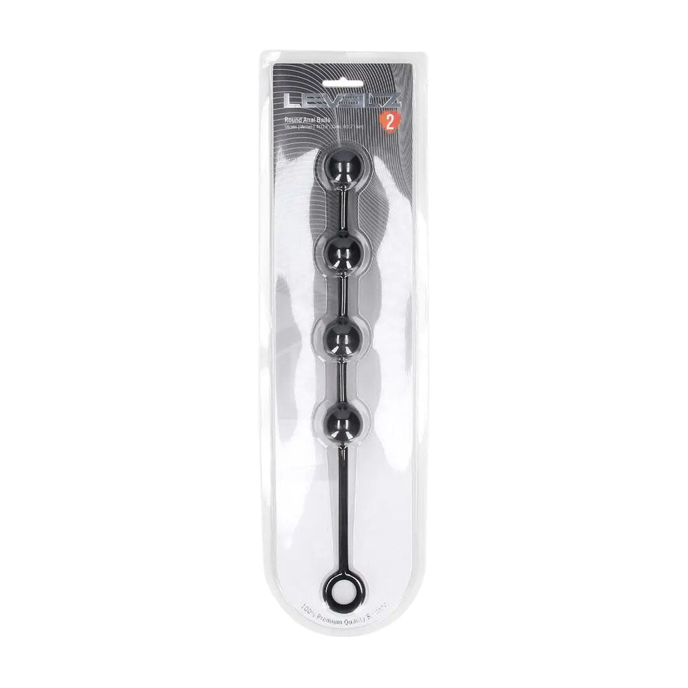 LEVELZ Round Silicone Anal Balls - M - 20mm - Black 32 cm Medium Anal Balls-LVL02-0034BLK