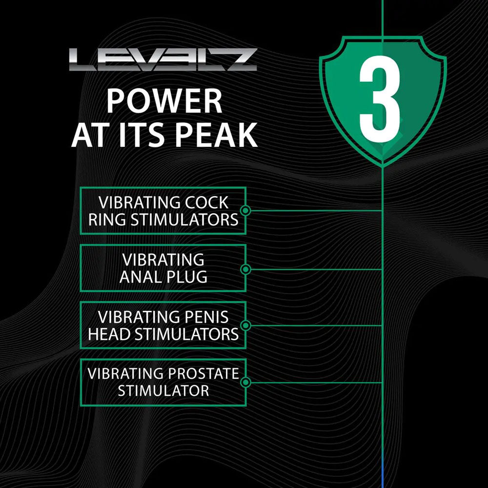 LEVELZ Remote Controlled Prostate Stimulator with Cock Ring - Black USB Rechargeable Vibrating Thrusting Prostate Massager with Cock Ring-LVL03-0042BLK