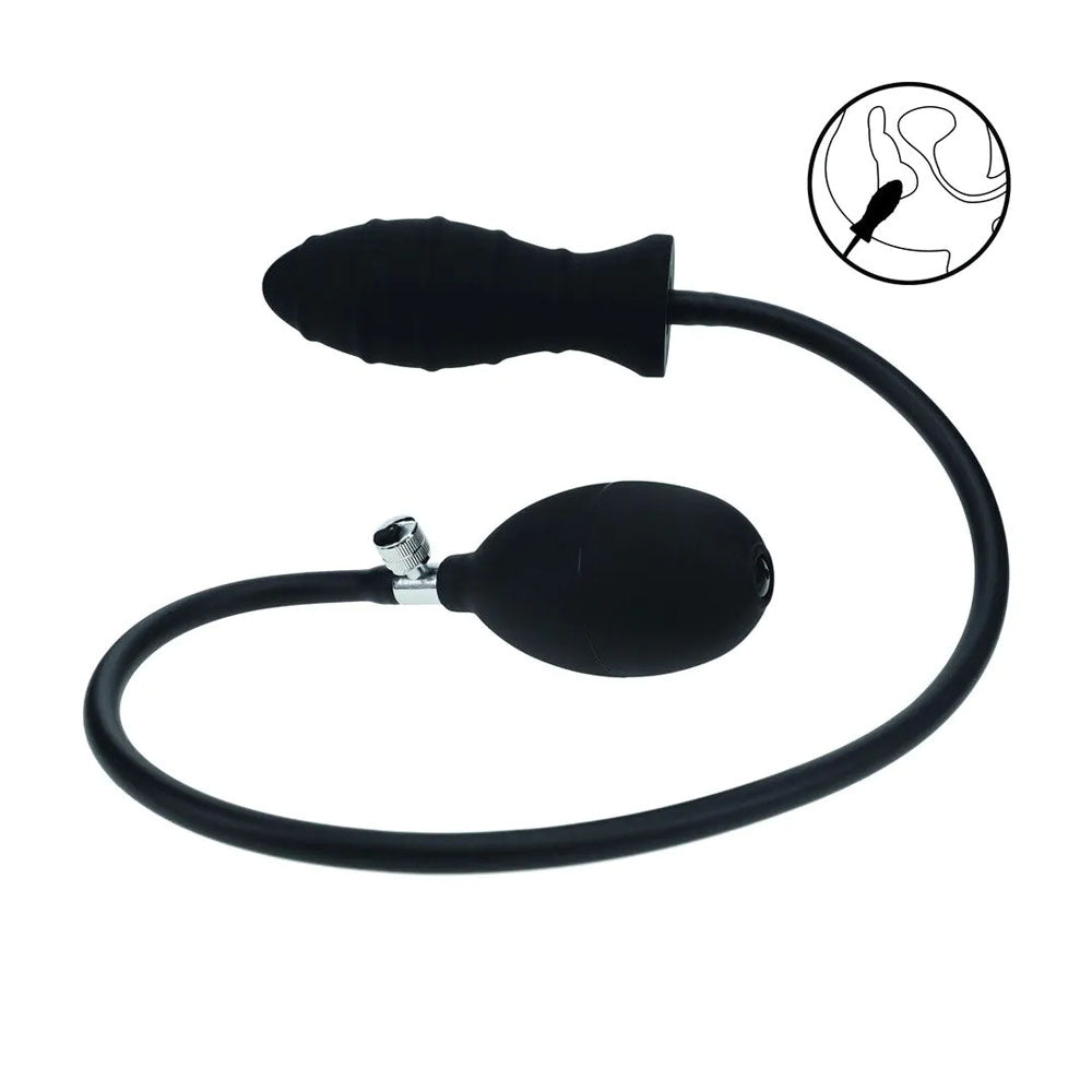 LEVELZ Ribbed Inflatable Anal Plug - Black Inflatable Butt Plug-LVL04-0001BLK