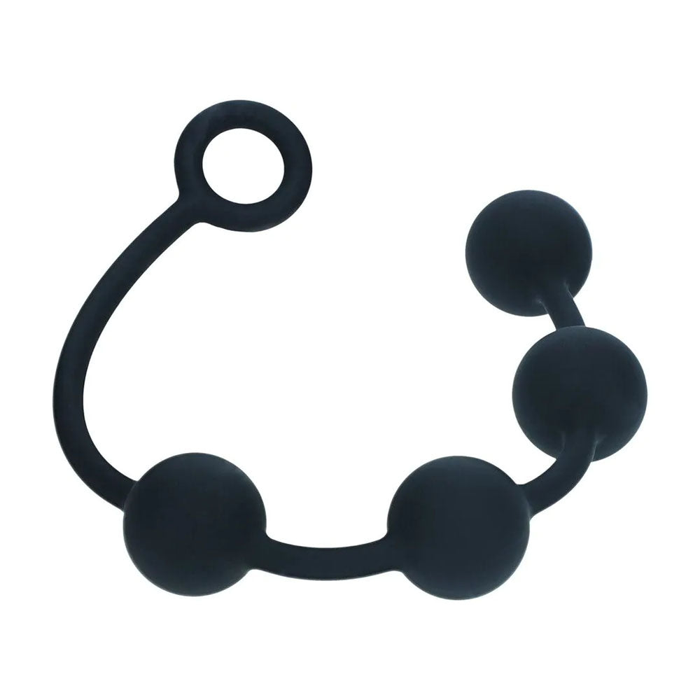 LEVELZ Round Silicone Anal Balls - L - 40mm - Black 40.5 cm Large Anal Beads-LVL04-0003BLK