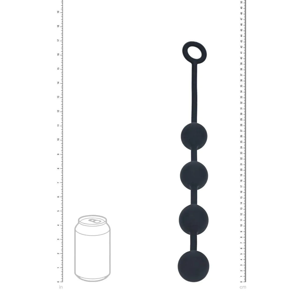 LEVELZ Round Silicone Anal Balls - L - 40mm - Black 40.5 cm Large Anal Beads-LVL04-0003BLK