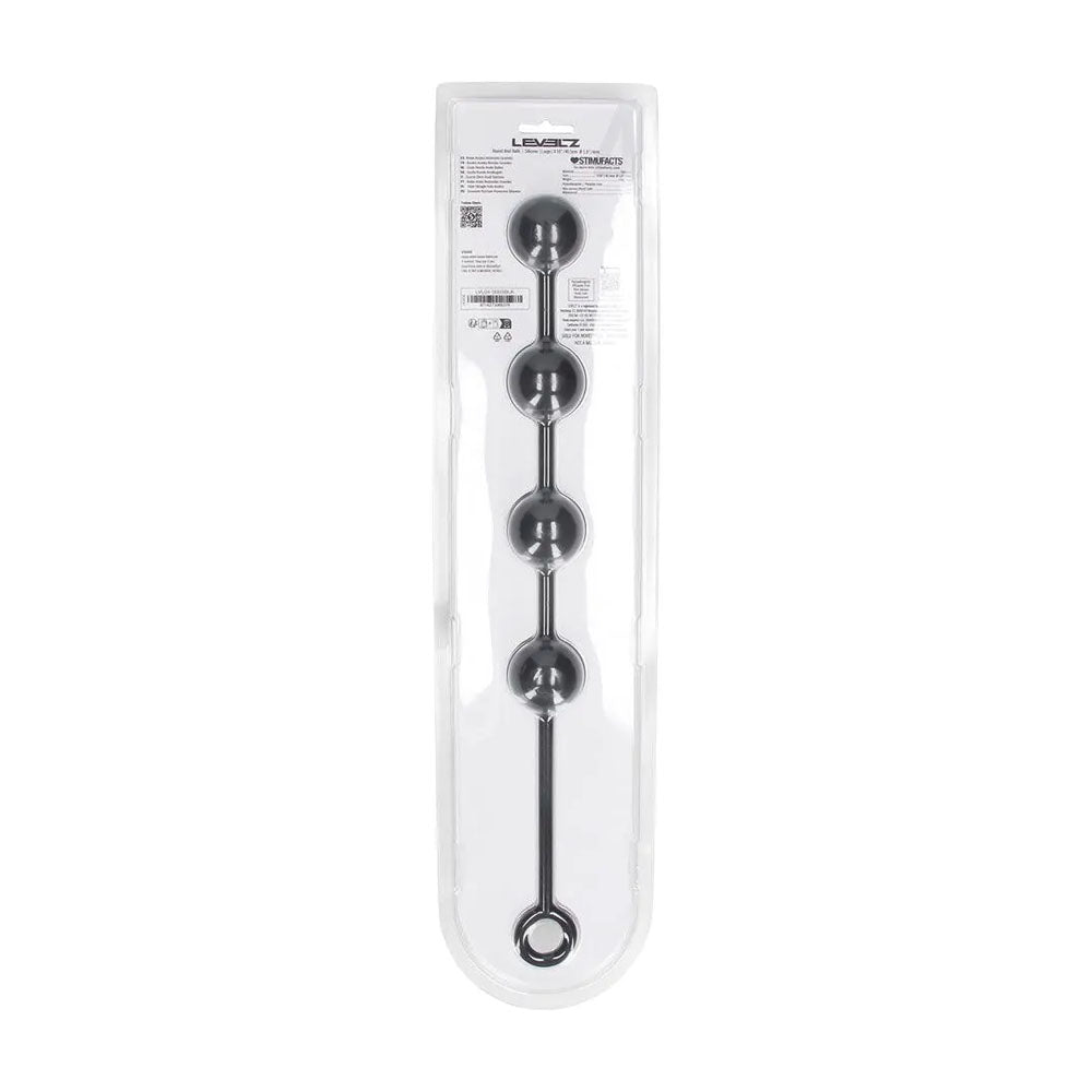 LEVELZ Round Silicone Anal Balls - L - 40mm - Black 40.5 cm Large Anal Beads-LVL04-0003BLK