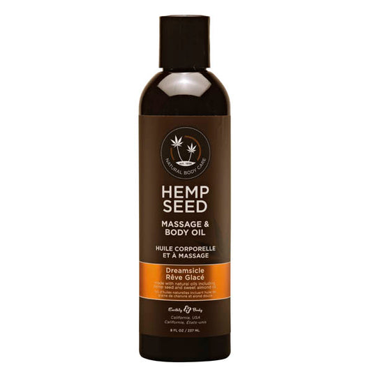 Hemp Seed Massage & Body Oil - Dreamsicle (Tangerine & Plum) Scented - 237 ml Bottle-MAS002