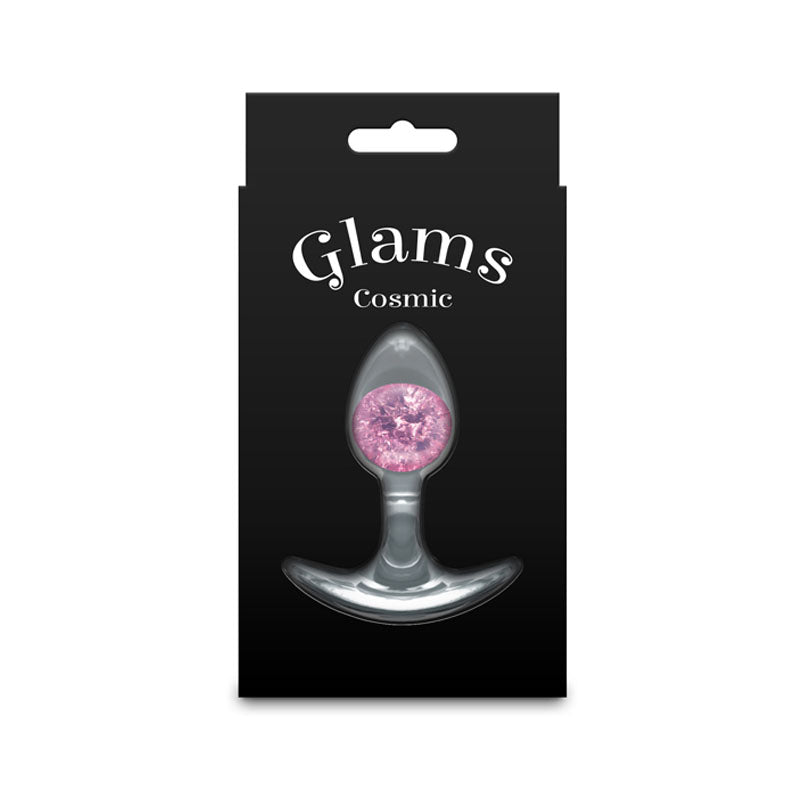 Glams Cosmic - Small - Pink - Clear/Pink 8.1 cm Small Butt Plug-NSN-0515-14