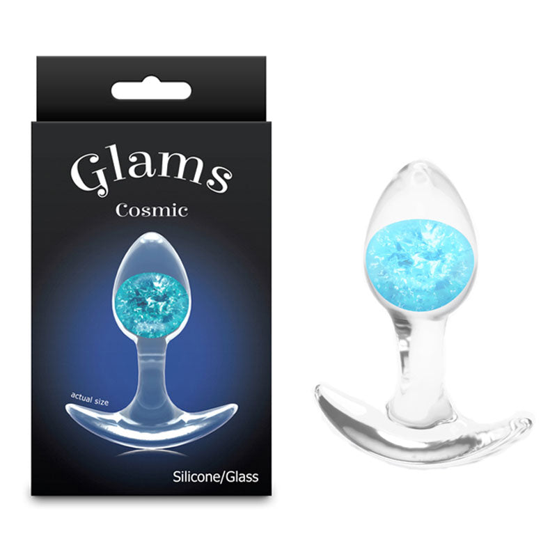 Glams Cosmic - Small - Blue - Clear/Blue 8.1 cm Small Butt Plug-NSN-0515-17