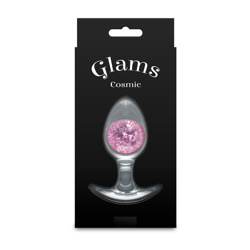 Glams Cosmic - Medium - Pink - Clear/Pink 9.5 cm Small Butt Plug-NSN-0515-24