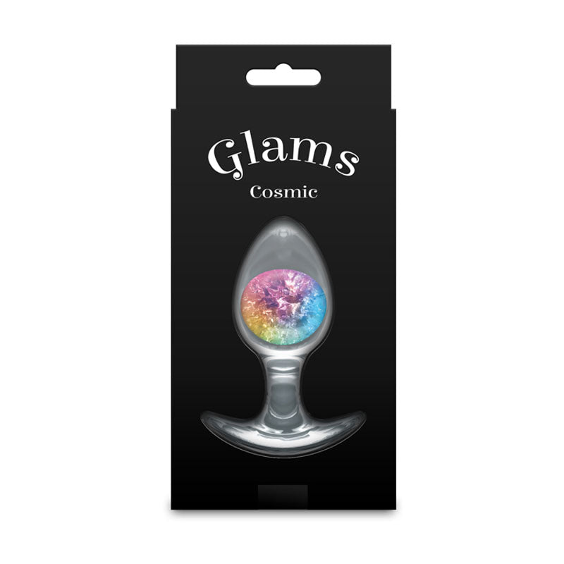 Glams Cosmic - Medium - Rainbow - Clear/Rainbow 9.5 cm Small Butt Plug-NSN-0515-29