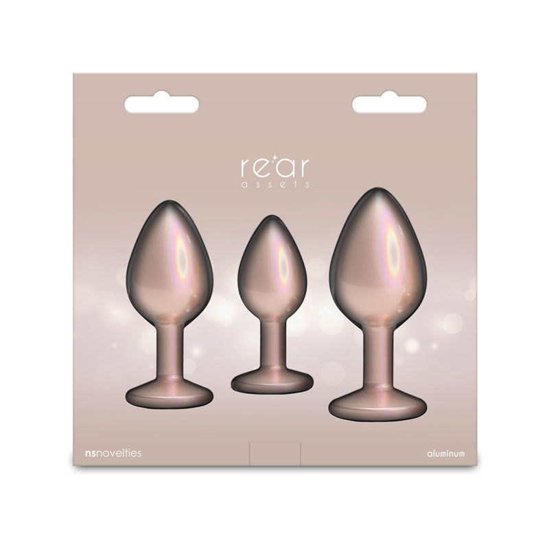 Rear Assets Trainer Kit - Iridescent Champagne - Iridescent Champagne Metallic Butt Plugs - Set of 3 Sizes-NSN-0960-06