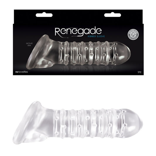 Renegade - Ribbed Extension - Clear Penis Extension Sleeve-NSN-1115-51