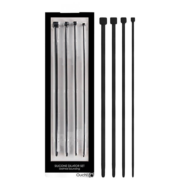 Ouch! Urethral Sounding Dilator Set - Black Silicone Urethral Sound Set-OU324BLK