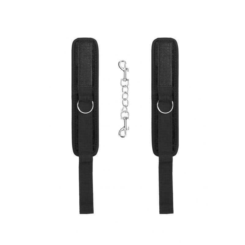OUCH! Velvet & Velcro Adjustable Handcuffs - Black Restraints-OU516BLK