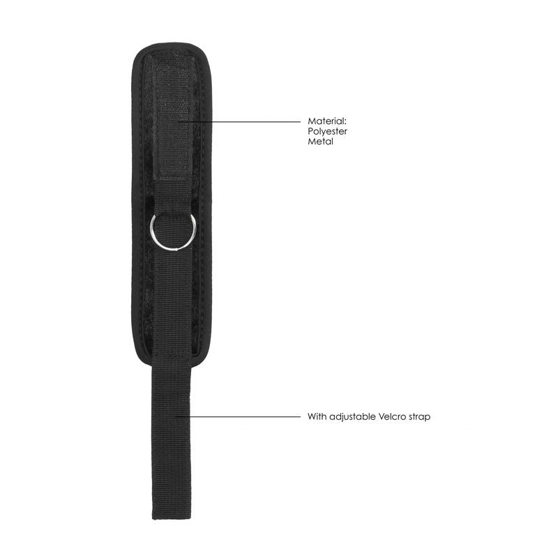 OUCH! Velvet & Velcro Adjustable Handcuffs - Black Restraints-OU516BLK