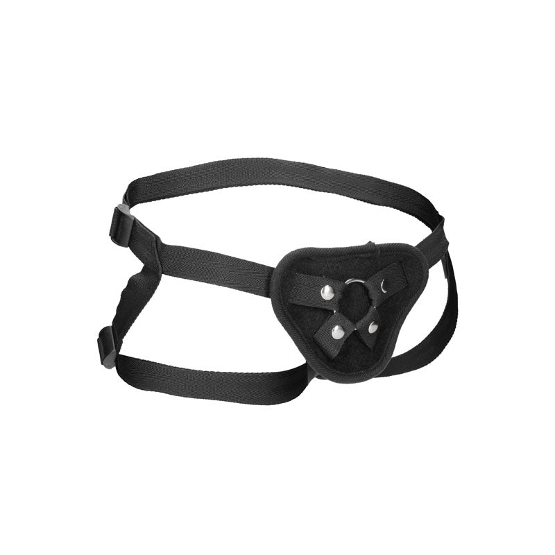 OUCH! Velvet & Velcro Adjustable Harness with O-Ring - Black Strap-On Harness (No Probe Included)-OU525BLK
