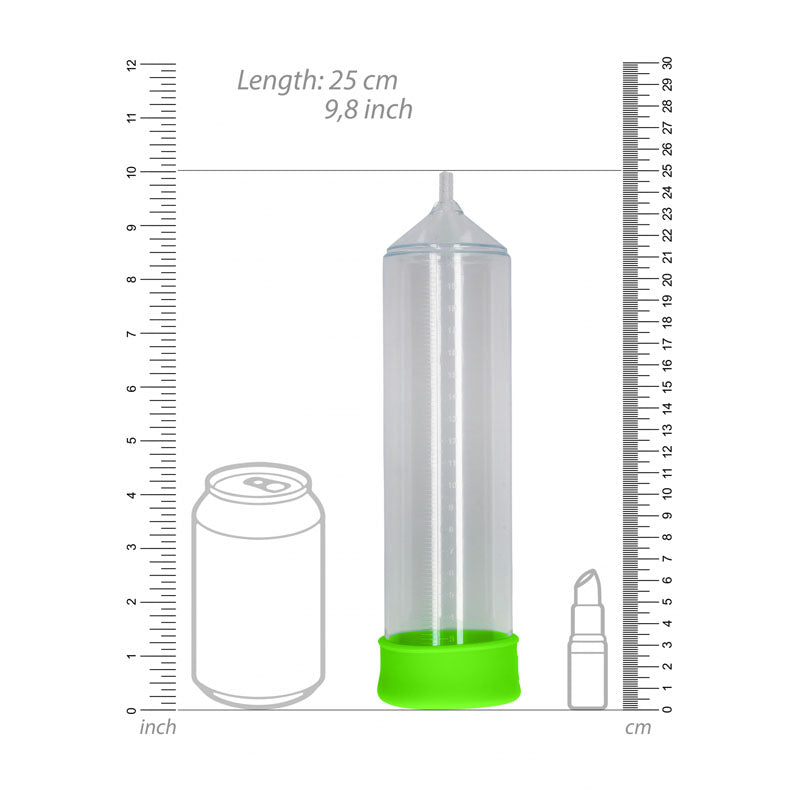 OUCH! Glow In The Dark Classic Penis Pump - Clear/Green Penis Pump-OU785GLO