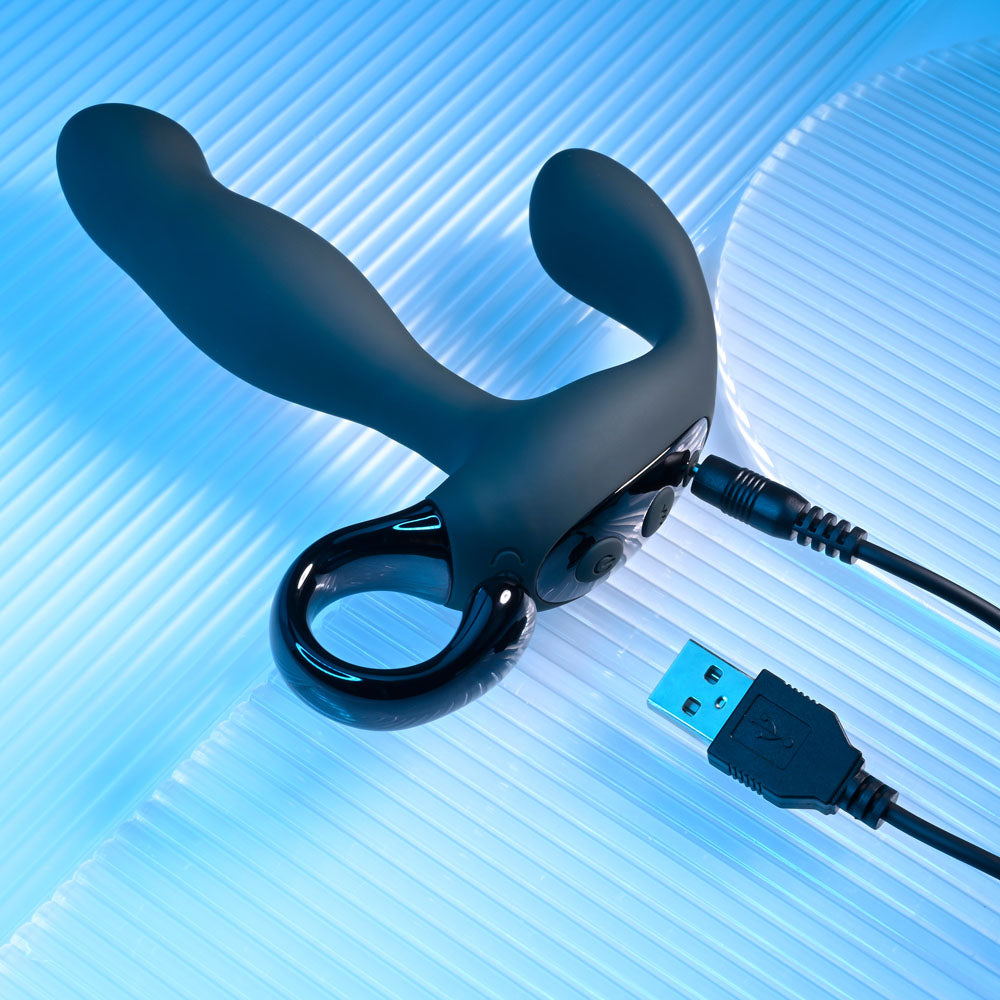 Playboy Pleasure COME HITHER - Black 13.2 cm USB Rechargeable Vibrating Prostate Massager with Wireless Remote Control-PB-RS-2383-2