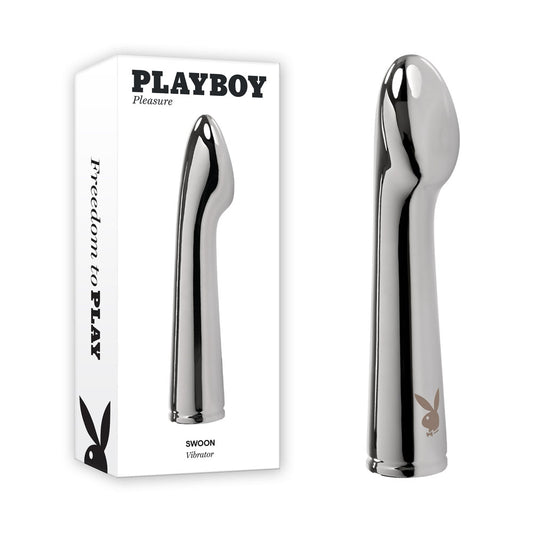 Playboy Pleasure SWOON - Chrome 14 cm USB Rechargeable Vibrator-PB-RS-4301-2