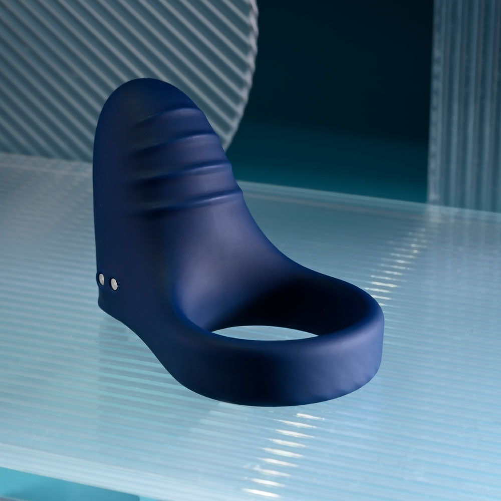 Playboy Pleasure PLEASURE POINT - Blue USB Rechargeable Vibrating Cock Ring-PB-RS-5308-2