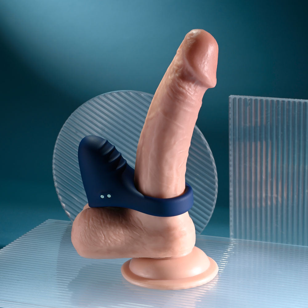 Playboy Pleasure PLEASURE POINT - Blue USB Rechargeable Vibrating Cock Ring-PB-RS-5308-2
