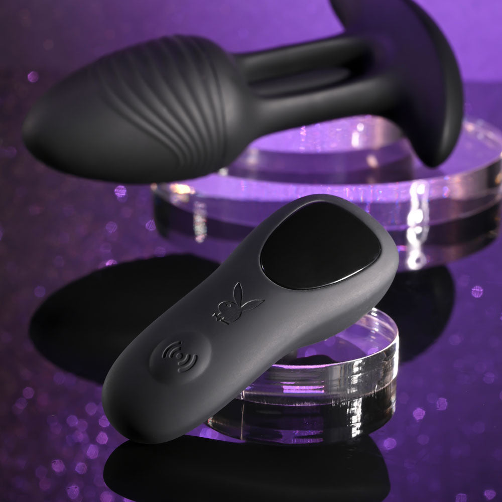 Playboy Pleasure RIM SHOT - Black 11.4 cm USB Rechargeable Vibrating Butt Plug-PB-RS-5872-2