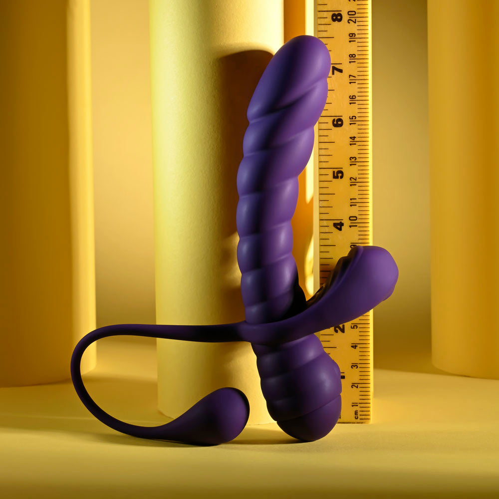 Playboy Pleasure TWISTED PLAYGROUND - Purple USB Rechargeable Vibrator and Cock Ring Kit-PB-RS-6657-2