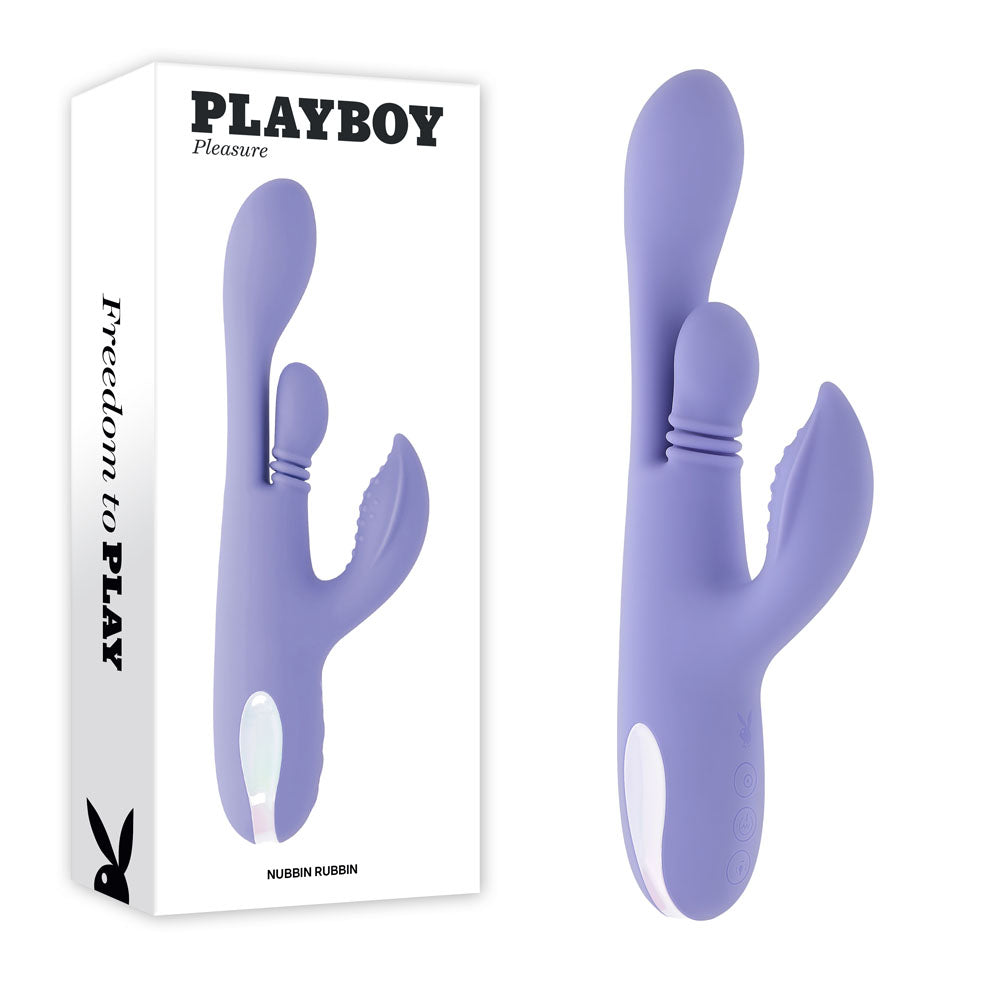 Playboy Pleasure NUBBIN RUBBIN - Purple 24.1 cm USB Rechargeable Thrusting Rabbit Vibrator-PB-RS-6695-2