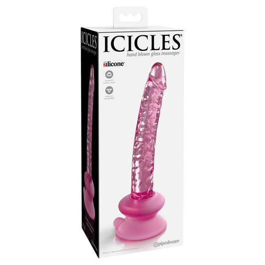 Icicles #86 - Pink 17 cm Glass Dong with Suction Base-PD2886-11