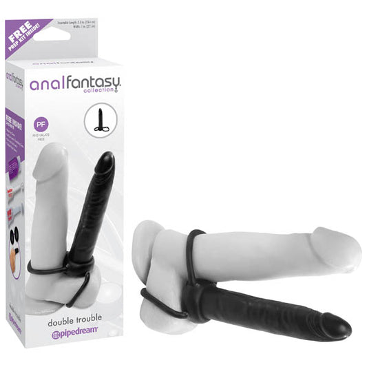Anal Fantasy Collection Double Trouble - Black 13.1 cm (5.25) Anal Dong & Cock Ring-PD4662-23