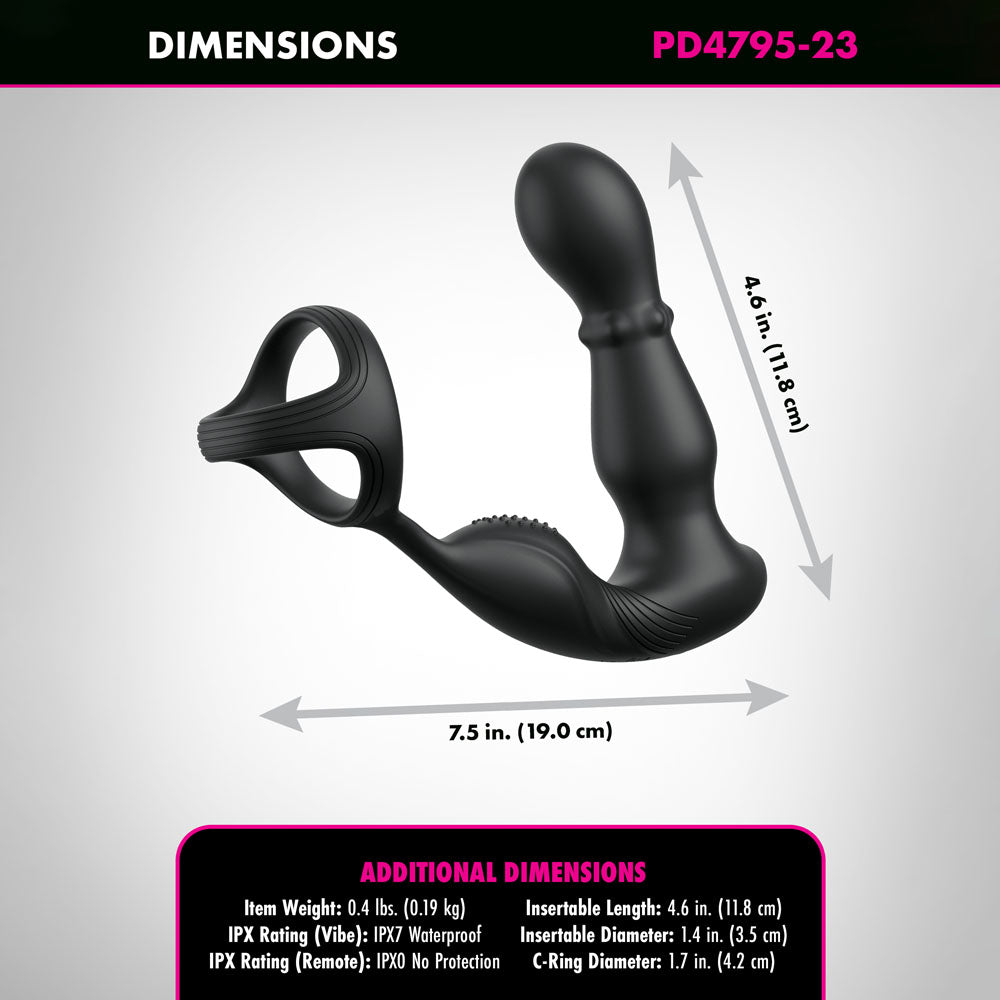 Anal Fantasy Elite Ass-Gasm Slide & Glide - Black USB Rechargeable Prostate Massage with Cock Ring-PD4795-23