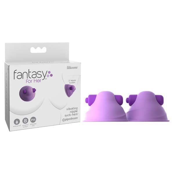Fantasy For Her Vibrating Nipple Suck-Hers - Purple 5 cm Vibrating Nipple Suckers - Set of 2-PD4920-12