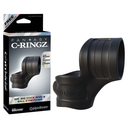 Fantasy C-ringz Mr Big Cock Ring And Ball Stretcher - Black Cock & Ball Rings-PD5902-23