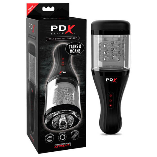 Pipedream Extreme Toyz Elite Talk Dirty Rotobator - USB Rechargeable Powered Masturbator with Sound Effects-RD526