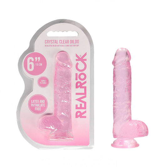REALROCK 6 Realistic Dildo With Balls - Pink 15.2 cm Dong-REA090PNK