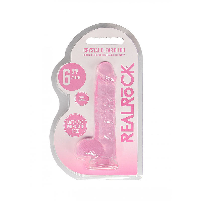 REALROCK 6 Realistic Dildo With Balls - Pink 15.2 cm Dong-REA090PNK