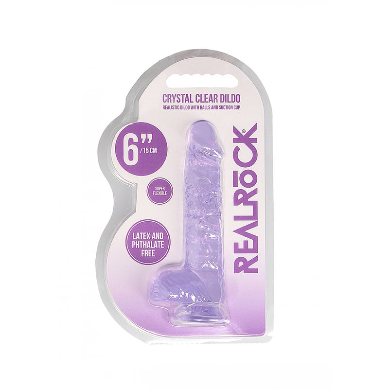 REALROCK 6 Realistic Dildo With Balls - Purple 15.2 cm Dong-REA090PUR
