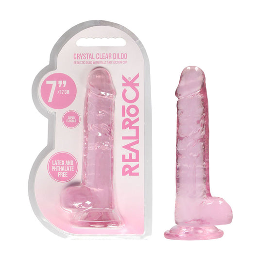 REALROCK 7 Realistic Dildo With Balls - Pink 17.8 cm Dong-REA091PNK