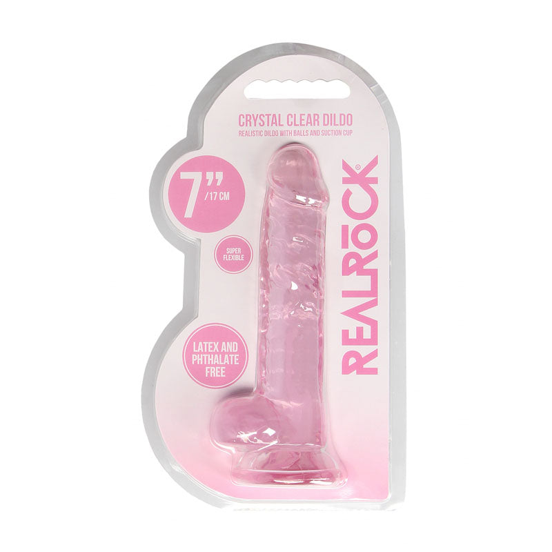 REALROCK 7 Realistic Dildo With Balls - Pink 17.8 cm Dong-REA091PNK