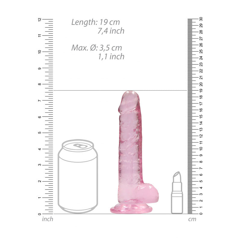 REALROCK 7 Realistic Dildo With Balls - Pink 17.8 cm Dong-REA091PNK