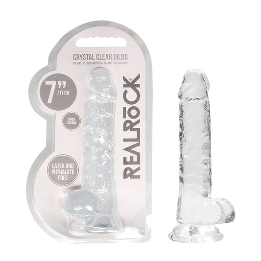 REALROCK 7 Realistic Dildo With Balls - Clear 17.8 cm Dong-REA091TRA