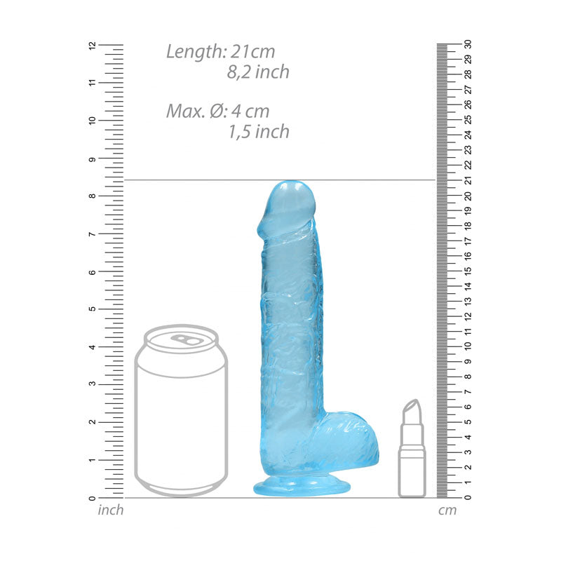 REALROCK 8 Realistic Dildo With Balls - Blue 20.3 cm Dong-REA092BLU