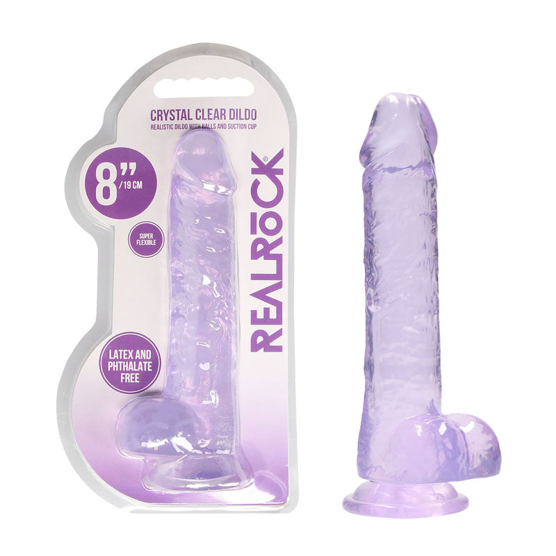 REALROCK 8 Realistic Dildo With Balls - Purple 20.3 cm Dong-REA092PUR