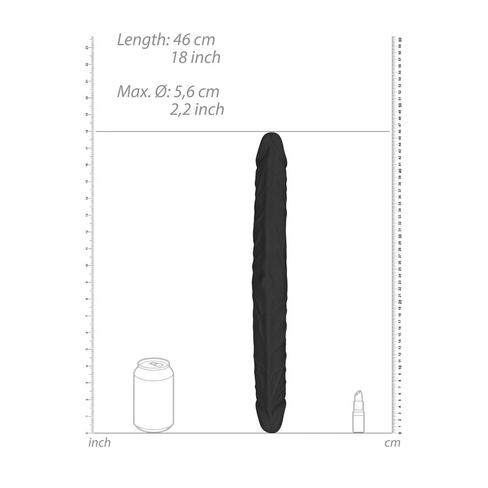 REALROCK 18 Double Dildo - Black - Black 46 cm Double Dong - REA103BLK