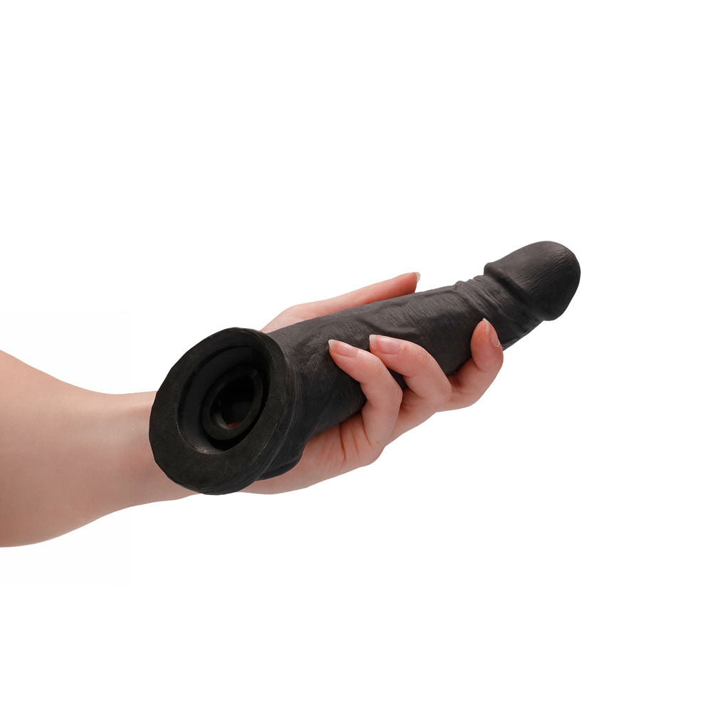 REALROCK 8 Realistic Penis Extender with Rings - Black - Black 20.3 cm Penis Extension Sleeve - REA106BLK