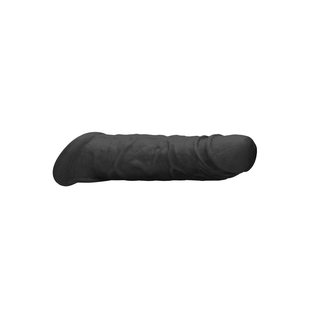 REALROCK 8 Realistic Penis Extender with Rings - Black - Black 20.3 cm Penis Extension Sleeve - REA106BLK