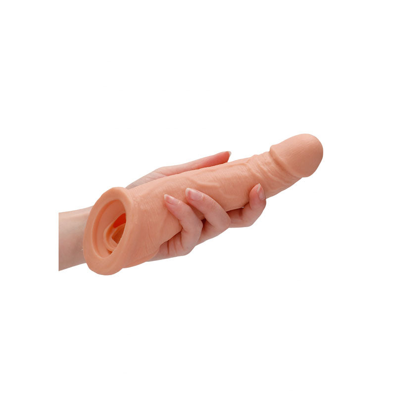 REALROCK 8 Realistic Penis Extender with Rings - Flesh 20.3 cm Penis Extension Sleeve-REA106FLE