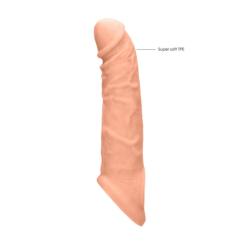 REALROCK 8 Realistic Penis Extender with Rings - Flesh 20.3 cm Penis Extension Sleeve-REA106FLE