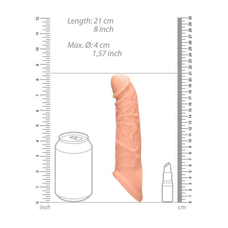 REALROCK 8 Realistic Penis Extender with Rings - Flesh 20.3 cm Penis Extension Sleeve-REA106FLE