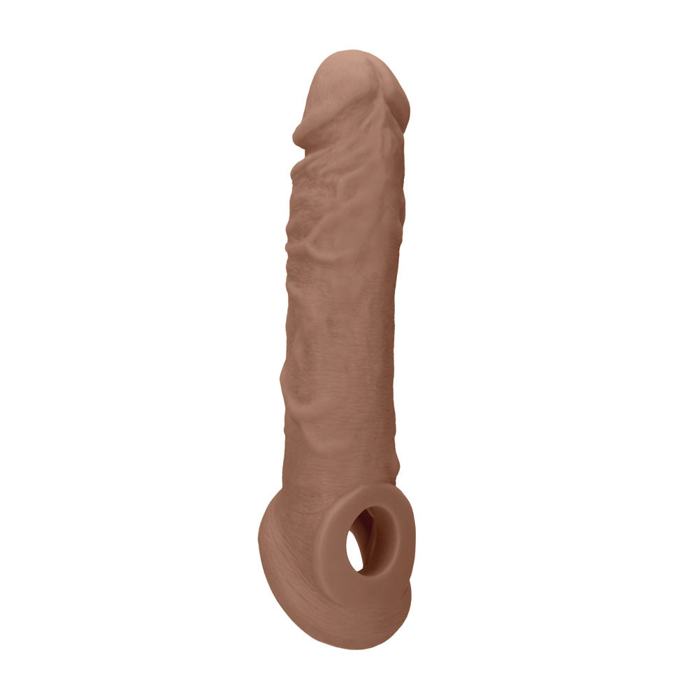 REALROCK 8 Realistic Penis Extender with Rings - Tan - Tan 20.3 cm Penis Extension Sleeve - REA106TAN