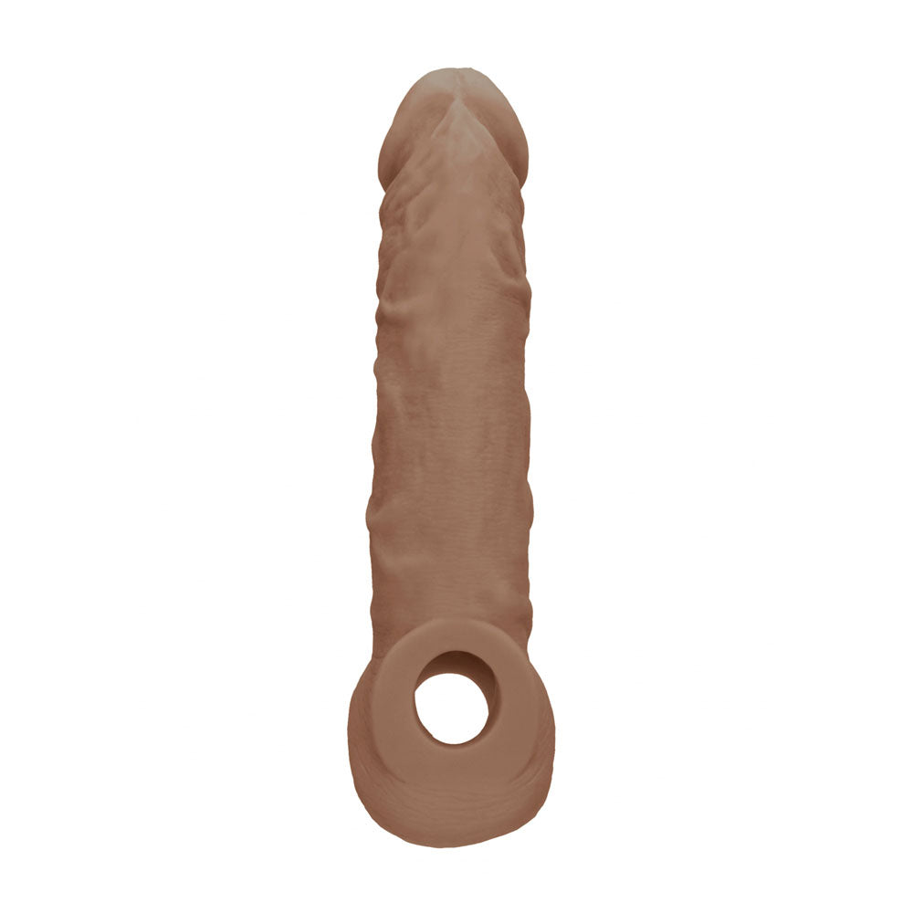 REALROCK 8 Realistic Penis Extender with Rings - Tan - Tan 20.3 cm Penis Extension Sleeve - REA106TAN