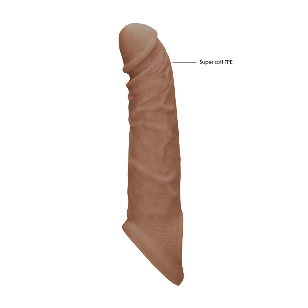 REALROCK 8 Realistic Penis Extender with Rings - Tan - Tan 20.3 cm Penis Extension Sleeve - REA106TAN
