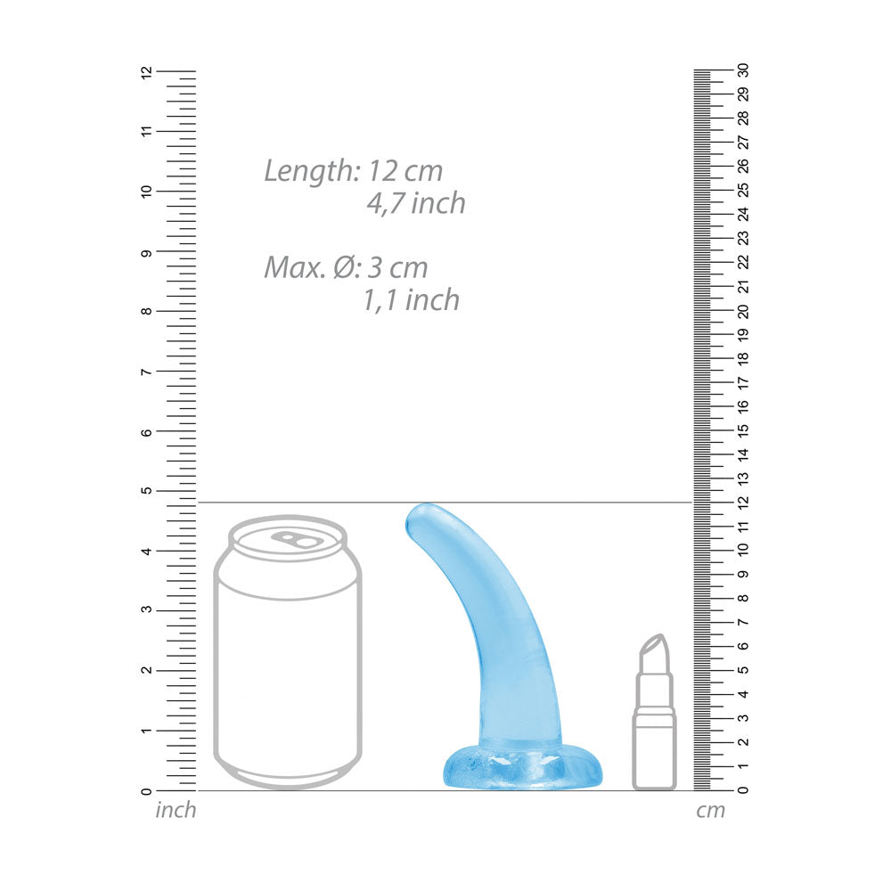 REALROCK Non Realistic Dildo With Suction Cup - 11.5 cm - Blue - Blue 11.5 cm Curved Pegging Dong - REA109BLU
